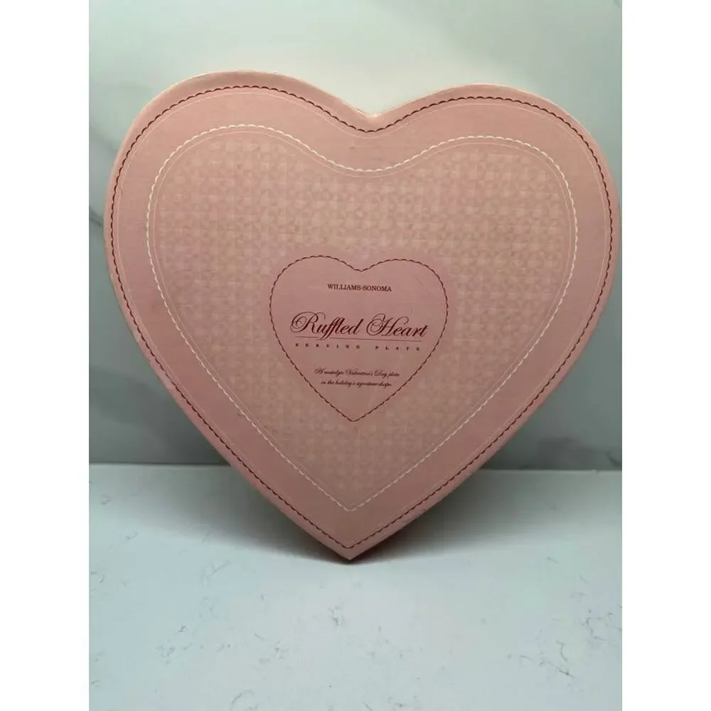 Williams Sonoma 2003 Limited Edition Pink Glass Heart Serving Plate w/ OG Box
